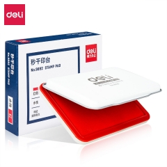 得力(deli) 9892 120*80mm金屬方形中號(hào)秒干印臺(tái)印泥 辦公用品 紅色