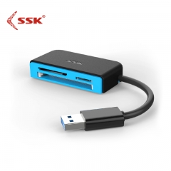 SSK飚王SCRM330多功能合一讀卡器USB3.0高速讀寫 支持TF\\SD\\CF等手機(jī)相機(jī) 淺藍(lán)色