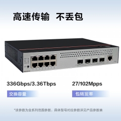 華為數(shù)通智選8口千兆交換機(jī)S5735S-L8T4S-QA2(A1) 8電4光口匯聚弱三層網(wǎng)線分線分流器光電光纖