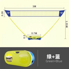 美獅龍羽毛球網(wǎng)架 家用便攜式室內(nèi)戶外移動網(wǎng)柱 簡易折疊網(wǎng)柱支架子(綠藍3米)