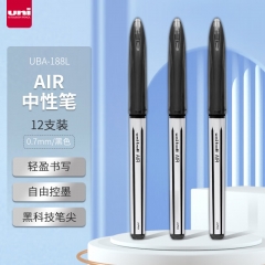 三菱（uni） 黑科技AIR簽字中性筆uni-ball漫畫筆草圖筆繪圖筆UBA-188L黑色0.7mm 12支裝