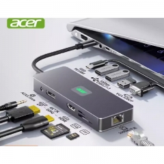 acer宏碁Type-C擴(kuò)展塢USB-C轉(zhuǎn)DP/HDMI/VGA轉(zhuǎn)換器4K60Hz三屏異顯投屏千兆網(wǎng)口拓展適用蘋果華為筆記本電腦528接口：HDMI USB3.2 網(wǎng)口 VGA DP SD/TF 3.5mm音頻 PD充電 接口類型TYPE-C.系統(tǒng)支持Win7/8/10/11以上