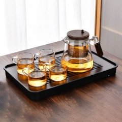 家用耐熱玻璃內(nèi)膽泡茶杯茶具泡茶壺900ML+4杯+茶盤