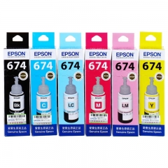 愛普生（EPSON） T674/673 原裝墨水L850 L805 L801 L810 L1800噴墨打印機6色墨盒墨汁 674BK/Y/M/C/LM/LC  【六色套裝】